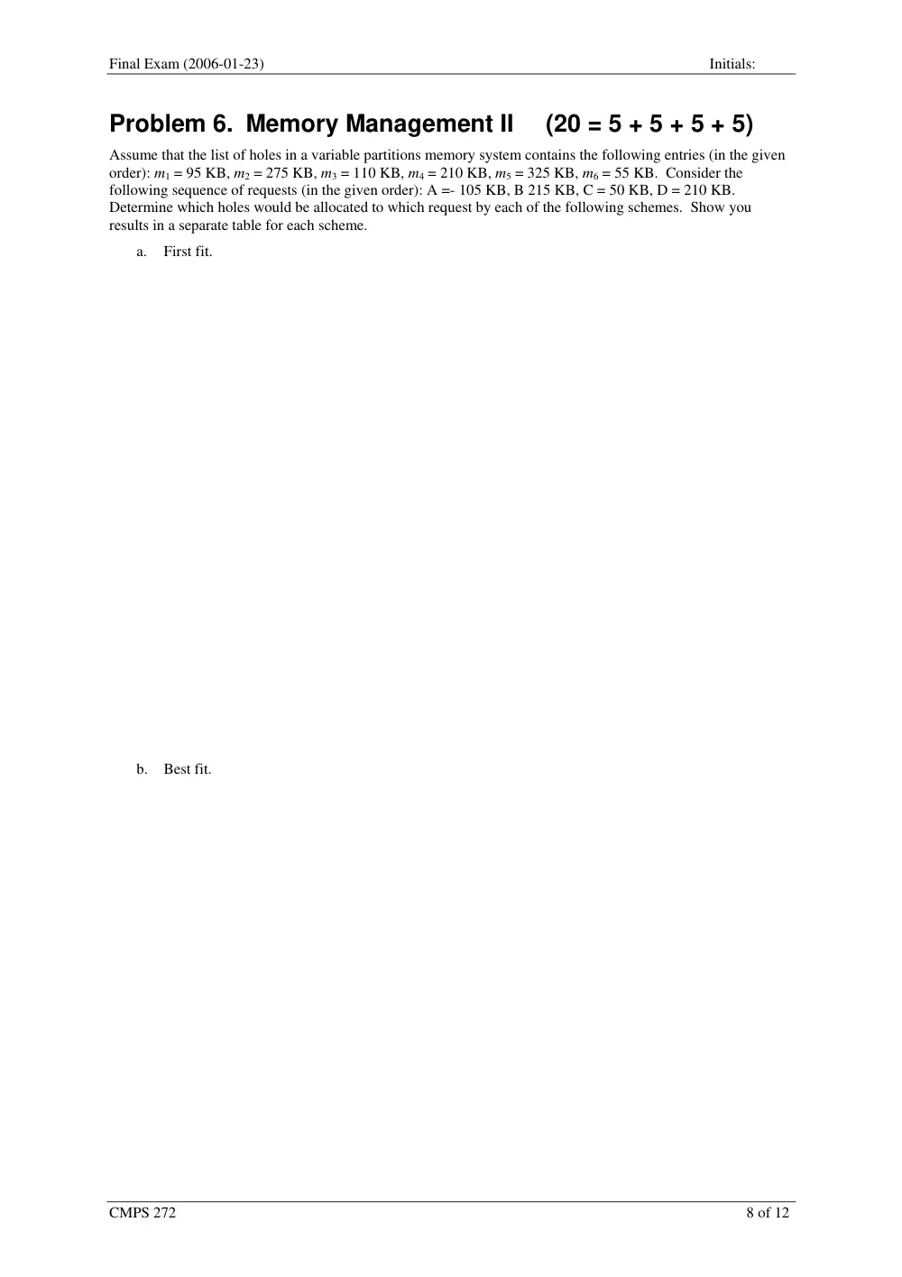 CMPS 272 Final, Fall 2005, page 8