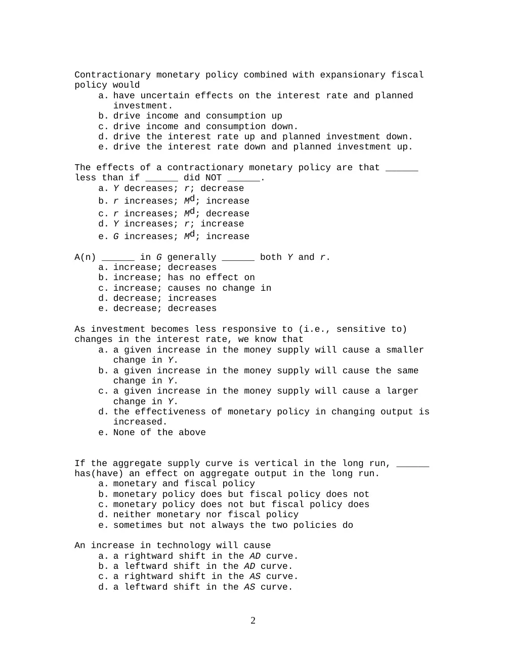 ECO 202 Final Sample, Fall 2013, page 2