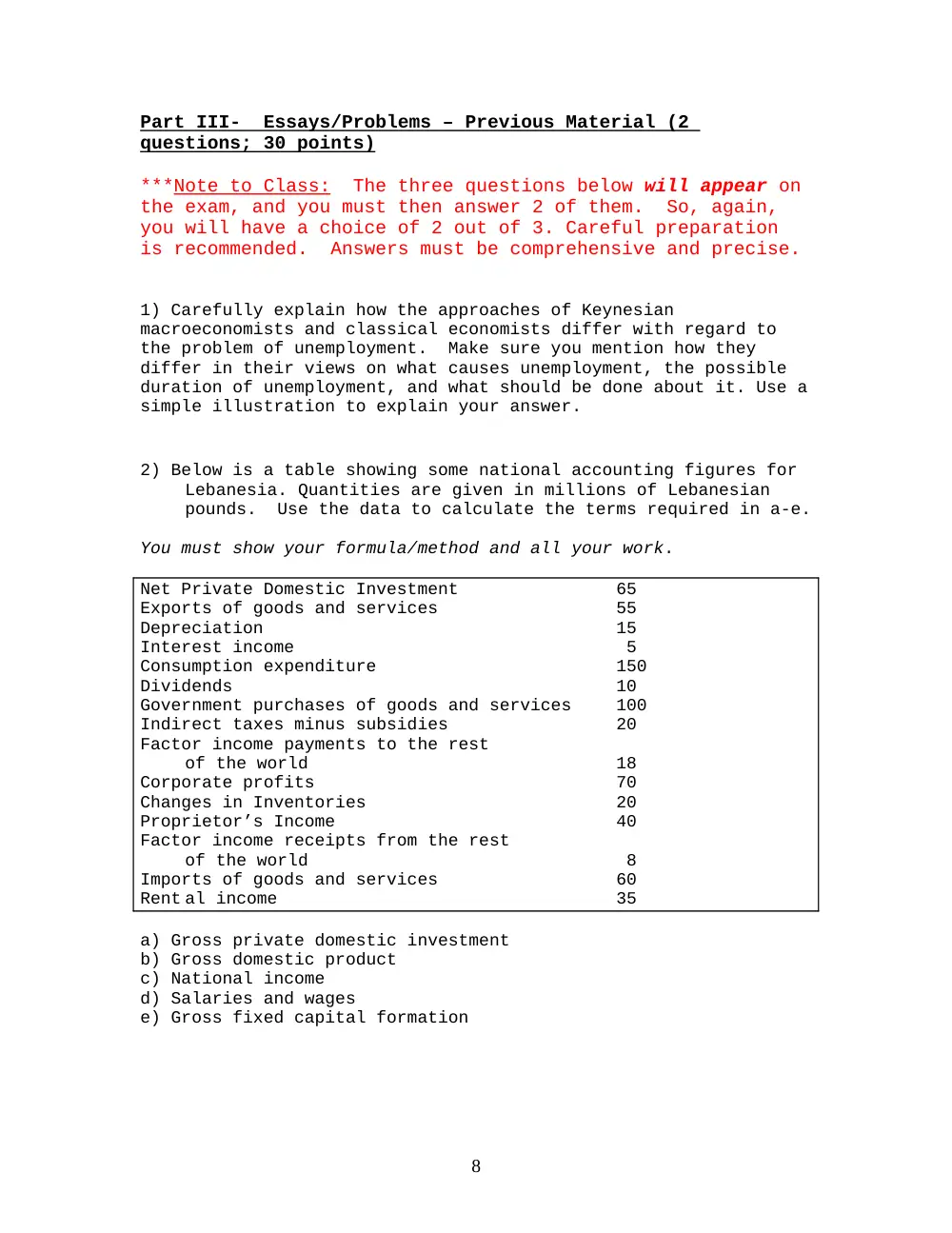 ECO 202 Final Sample, Fall 2013, page 8
