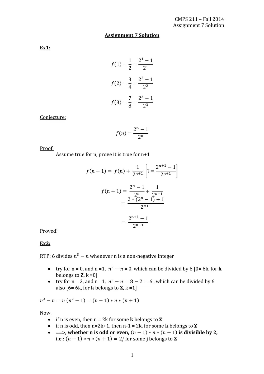 CMPS 211 Homework Assignment 07 Solution, Fall 2014, page 1