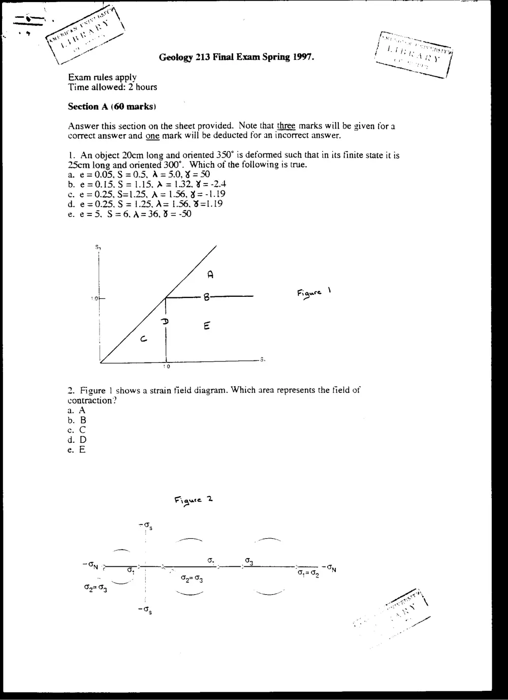 GEOL 213 Final, Spring 1997, page 1
