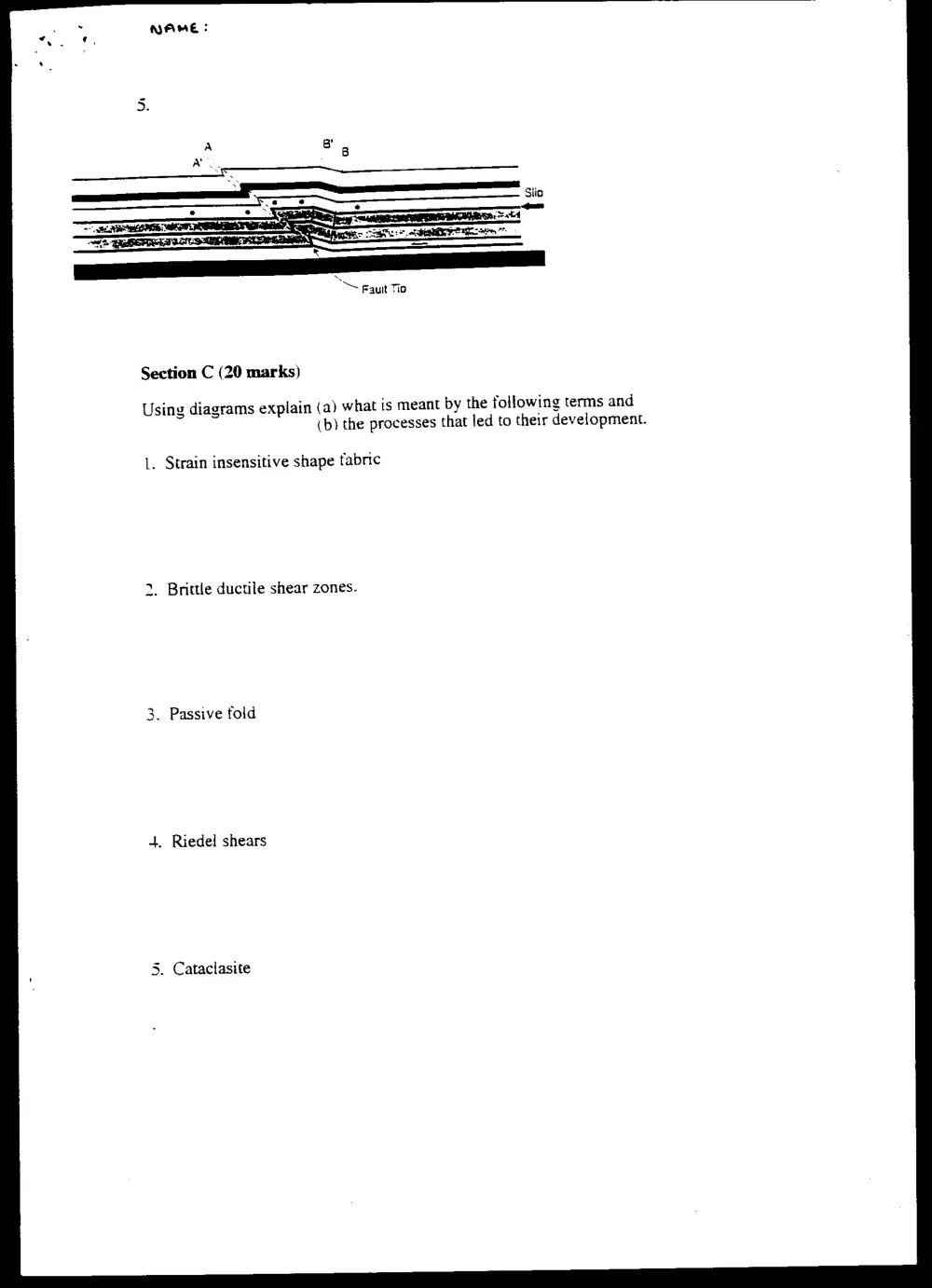 GEOL 213 Final, Spring 1997, page 9