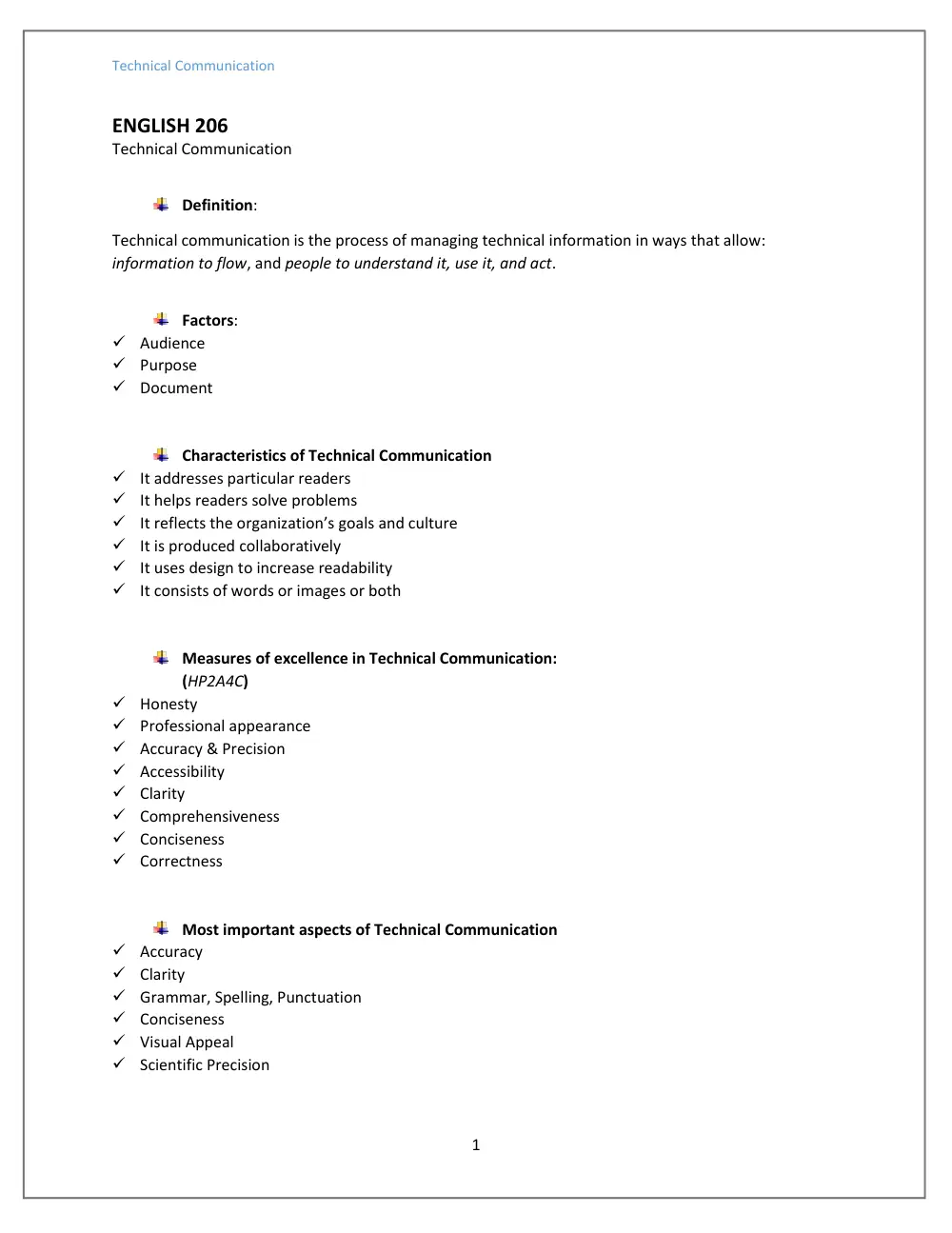 ENG 206 Notes Summary, Fall 2016, page 1
