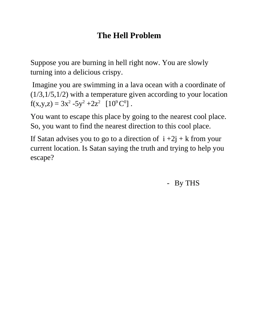 MATH 201 Problems Fun Problem + Solution, Spring 2019, page 1