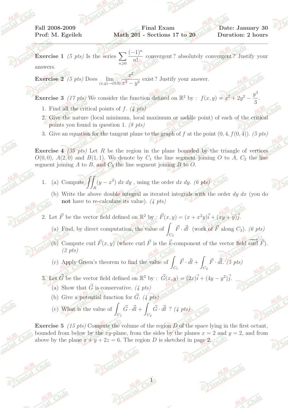 MATH 201 Final Finals with Solution Collection, Spring 2017, page 1