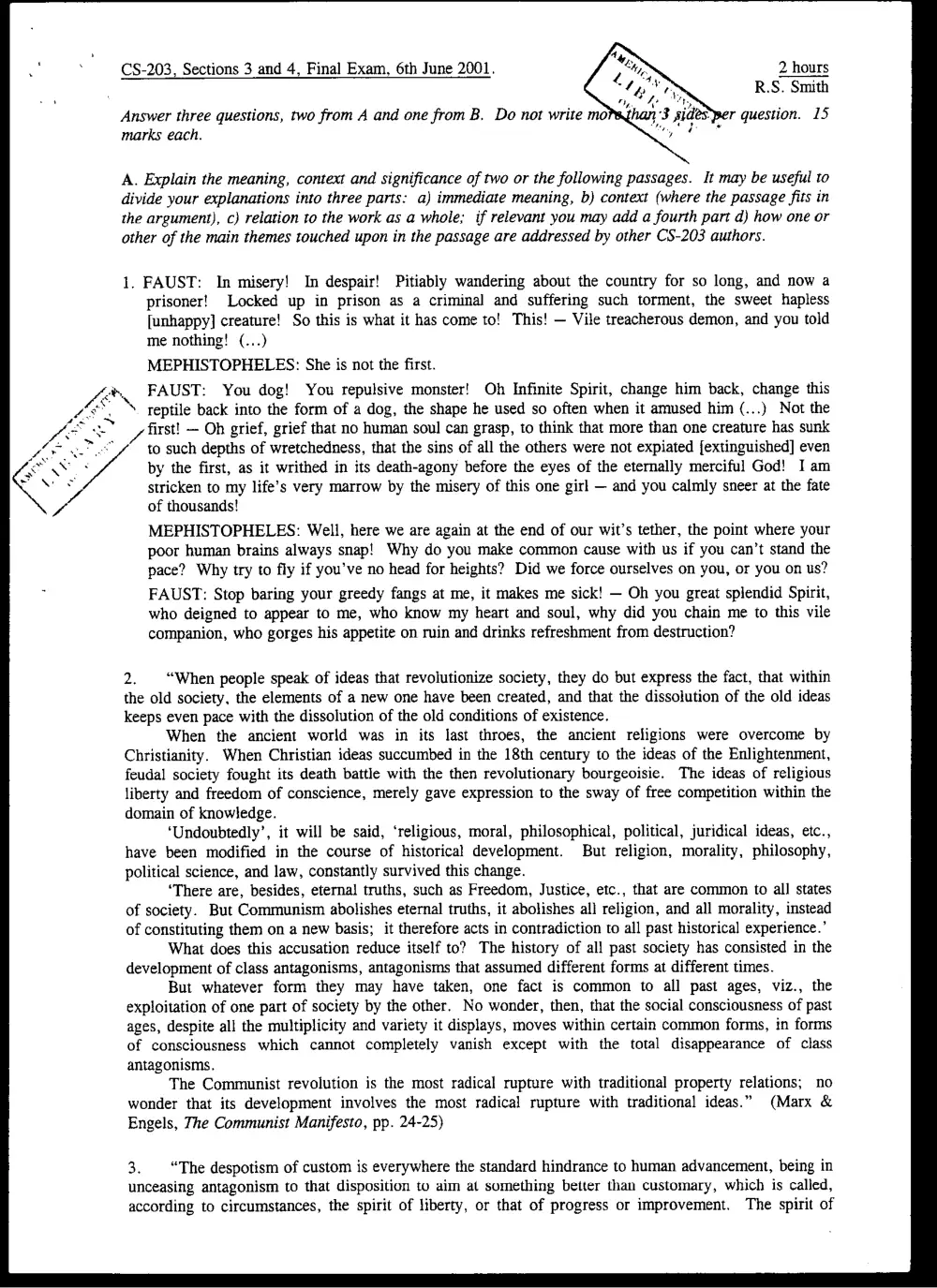 CVSP 203 Final, Spring 2001, page 1