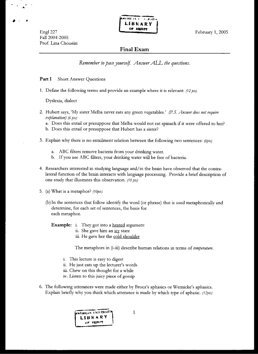 ENG 227 Final, Fall 2004, page 1