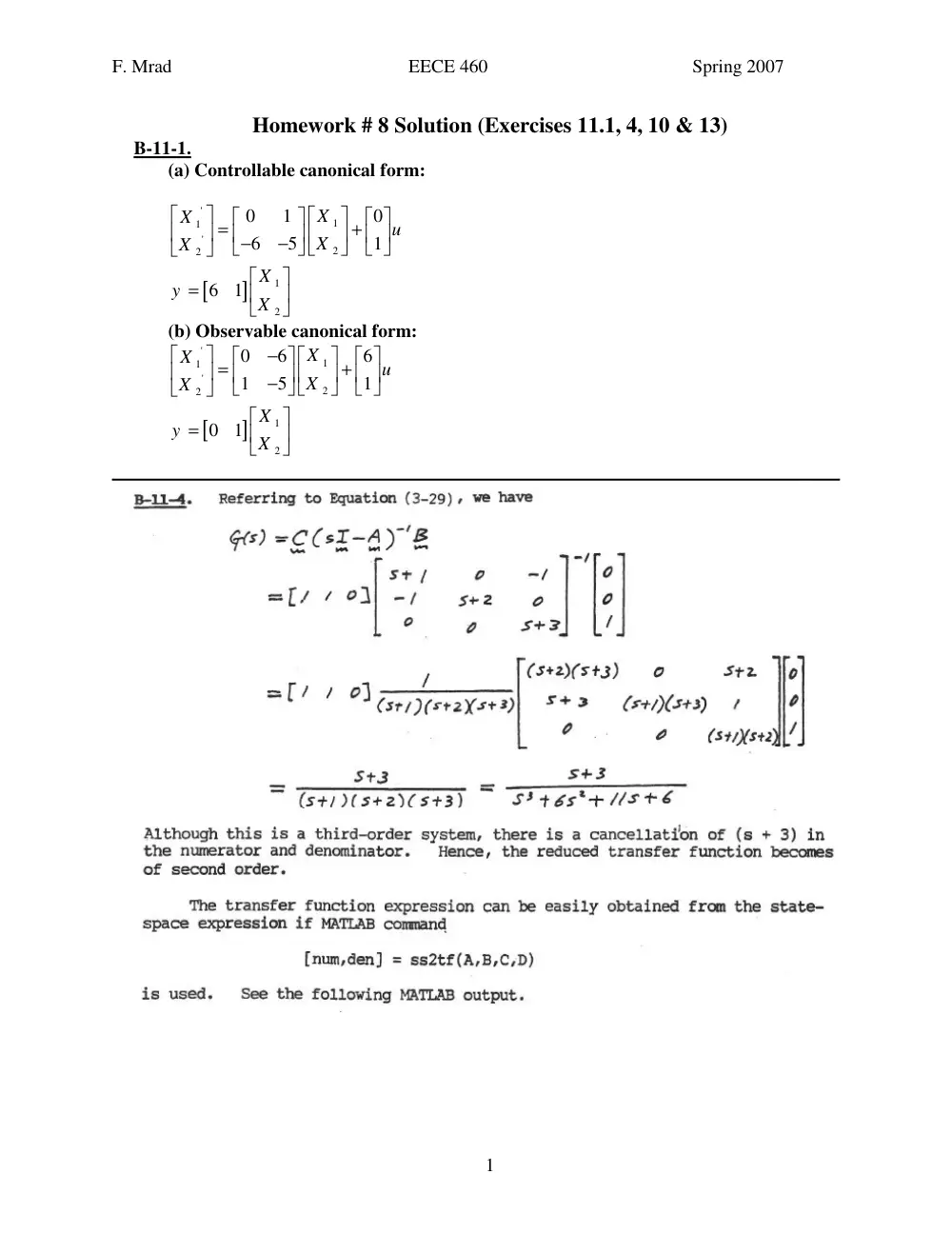 EECE 460 Homework, Spring 2007, page 1