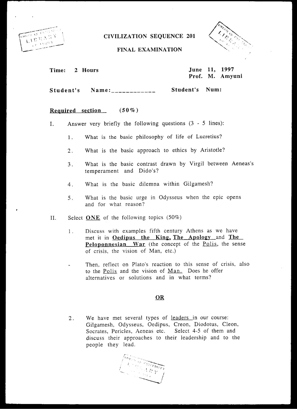 CVSP 201 Final, Spring 1997, page 1