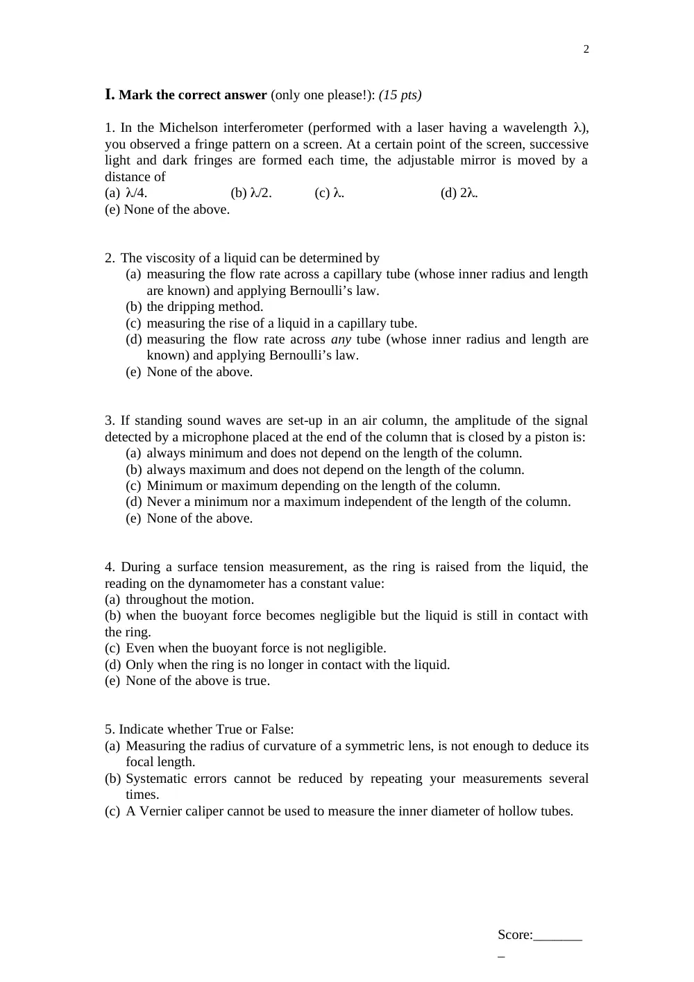 PHYS 210L Final, Spring 2003, page 2