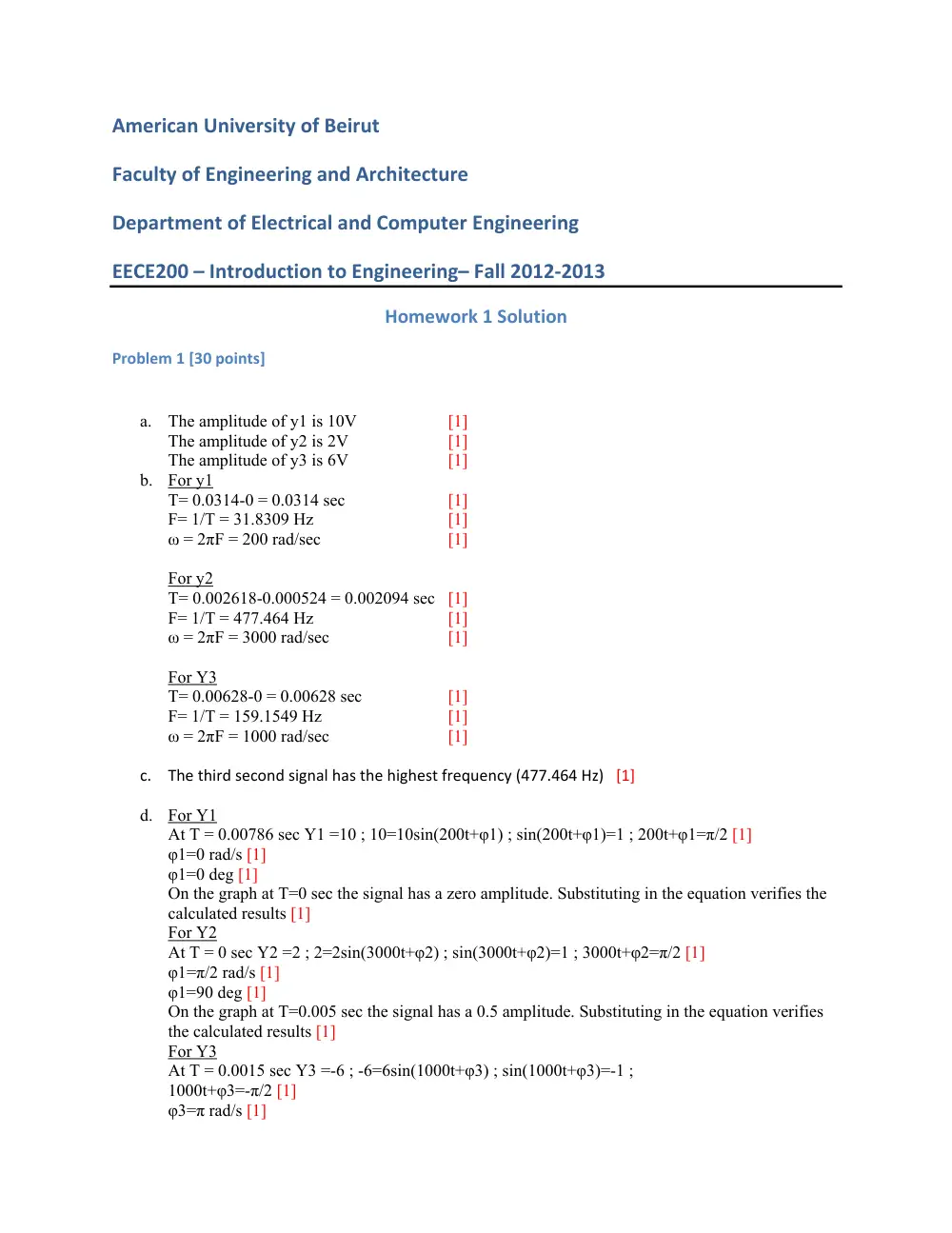 EECE 200 Homework 1 Solution, Fall 2012, page 1