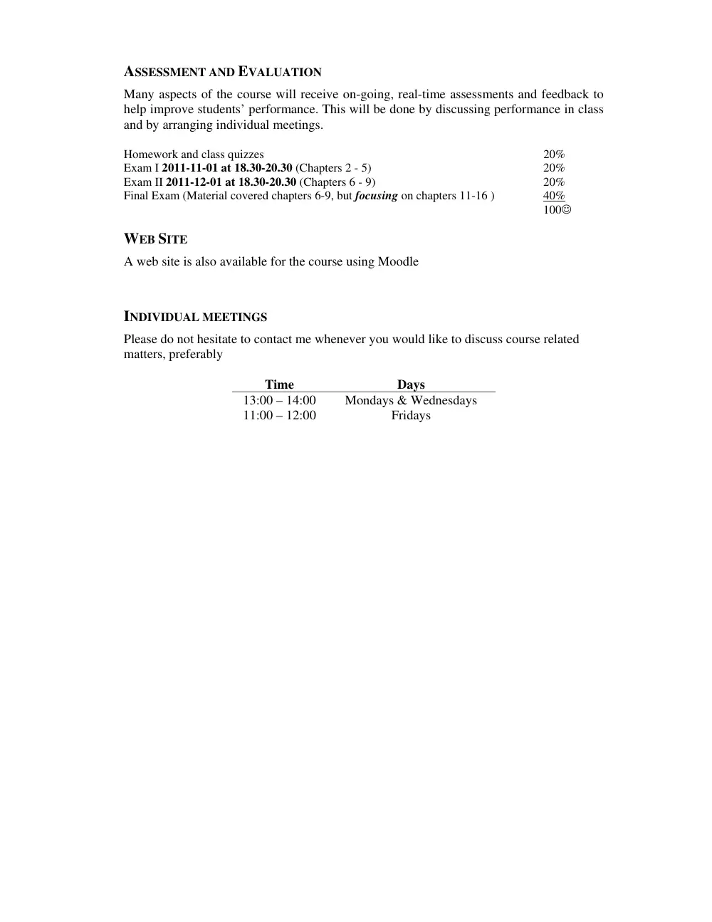 MECH 340 Syllabus, Fall 2011, page 2
