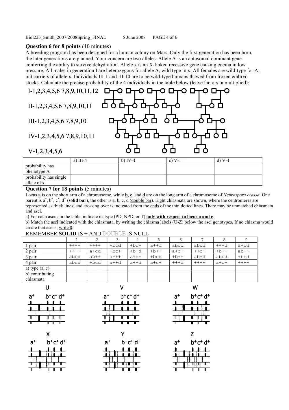 BIO 223 Final, Spring 2007, page 4