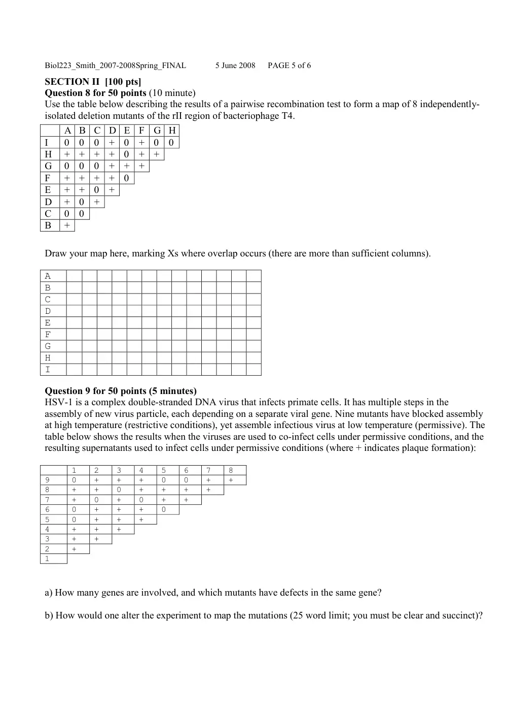 BIO 223 Final, Spring 2007, page 5