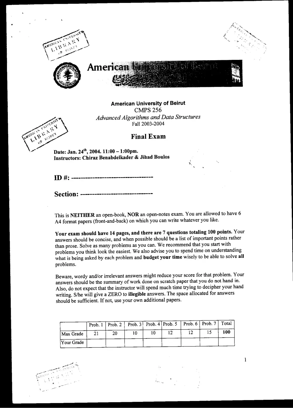 CMPS 256 Final, Fall 2003, page 1