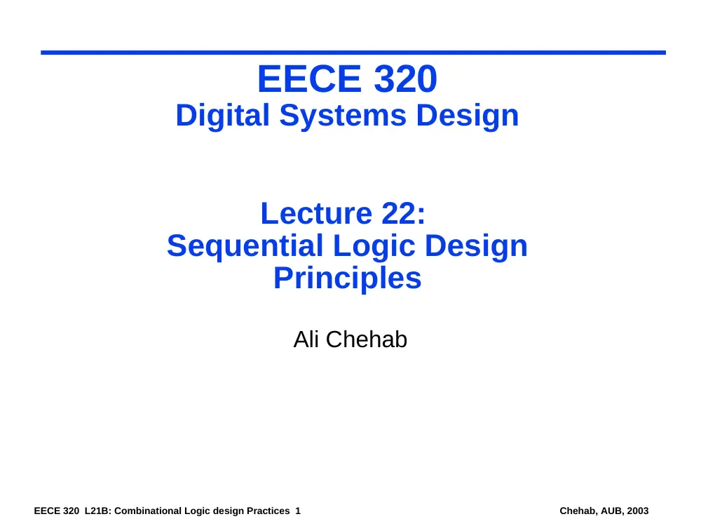 EECE 320 Lecture 22, Fall 2011, page 1