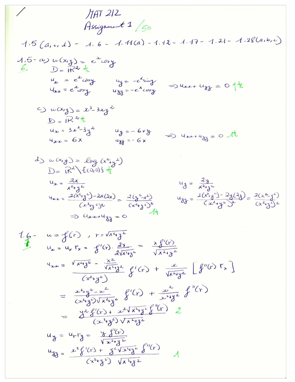 MATH 212 Homework Assignment 1 Solutions, Fall 2016, page 1