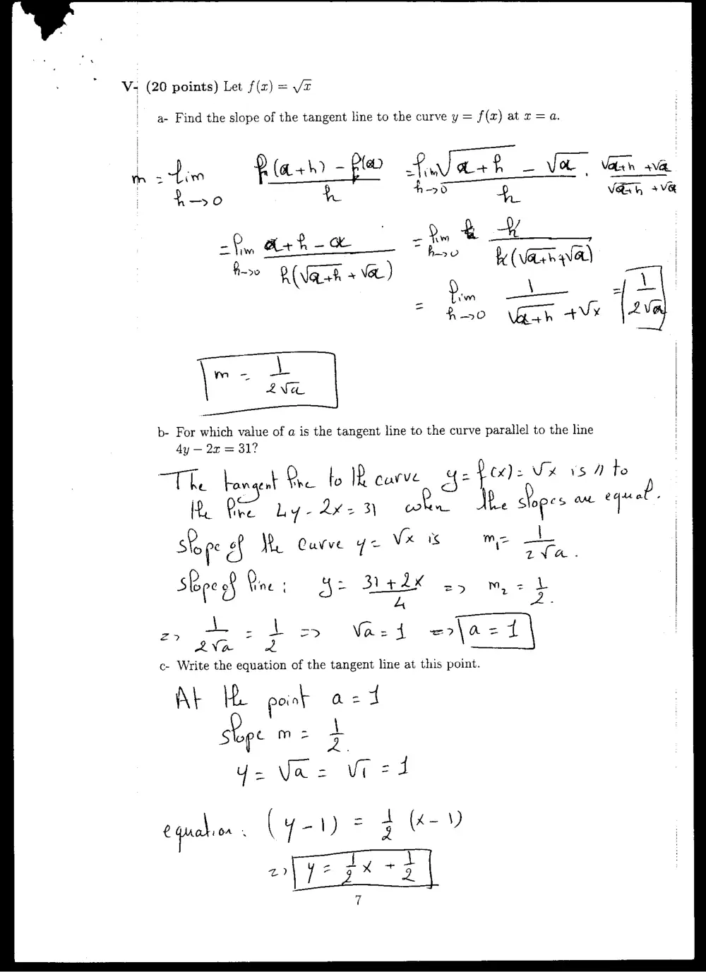 MATH 101 Exam 2, Fall 2005, page 7