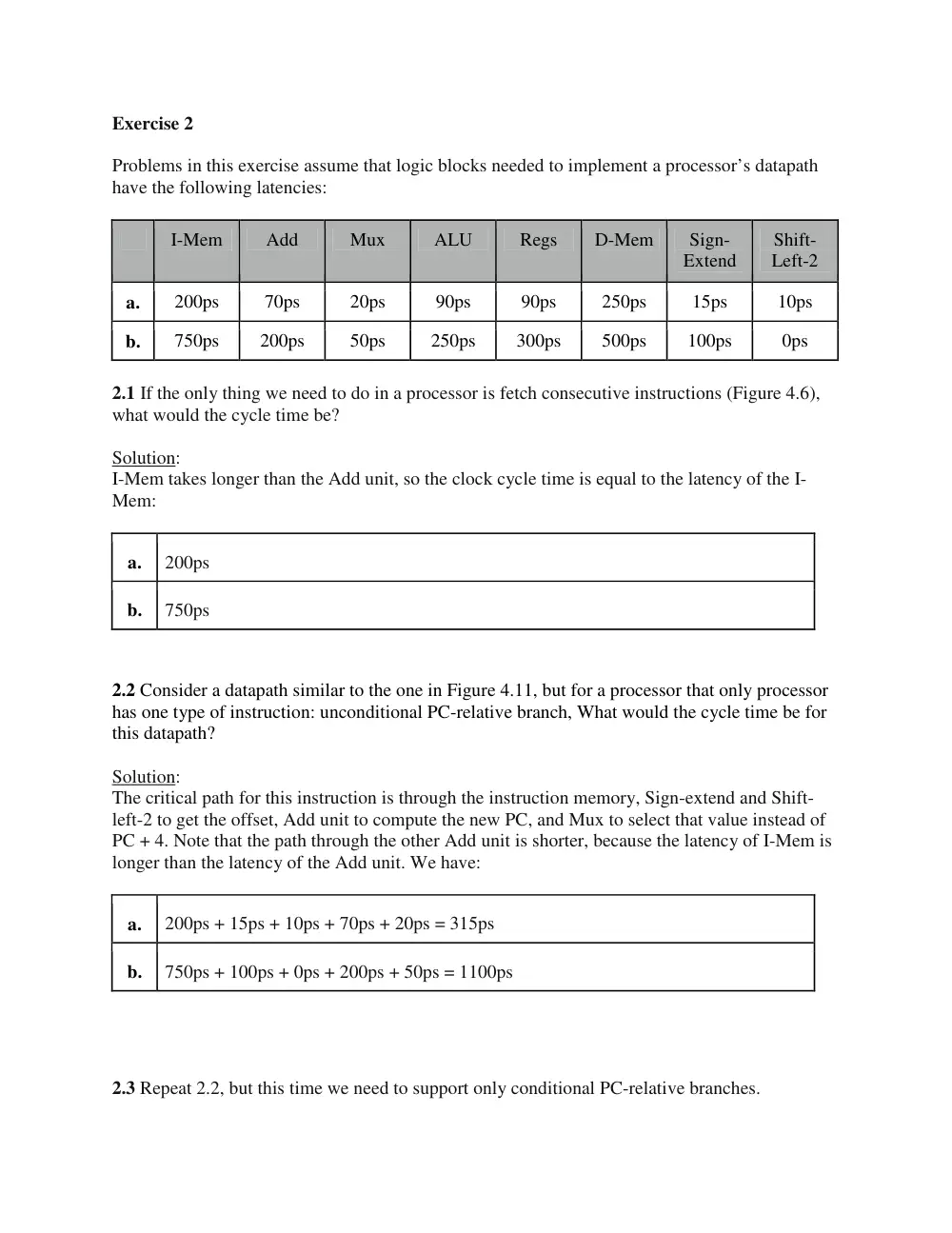 CSC 320 Problems + Solutions Prob Set 5 Datapath , the Processor, Spring 2014, page 4