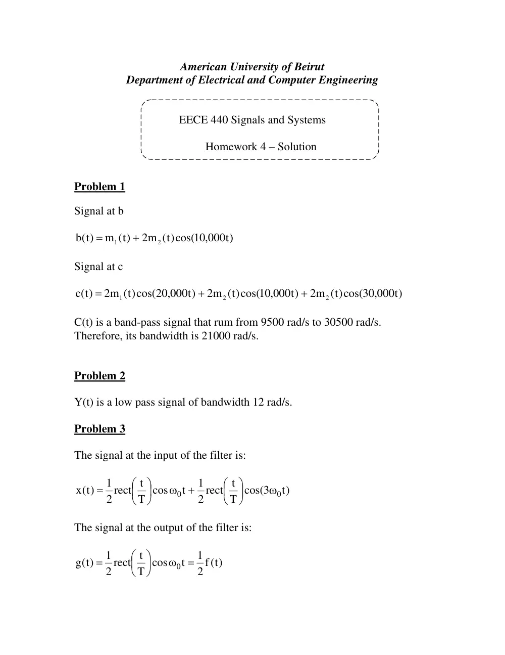 EECE 340 Homework, Spring 2008, page 1