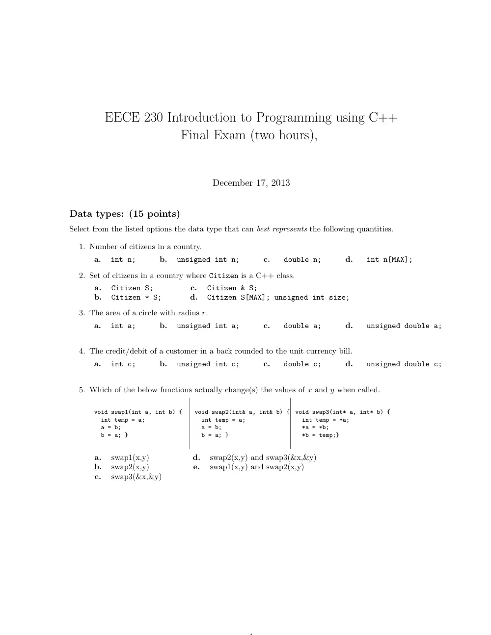 EECE 230 Final, Fall 2013, page 1