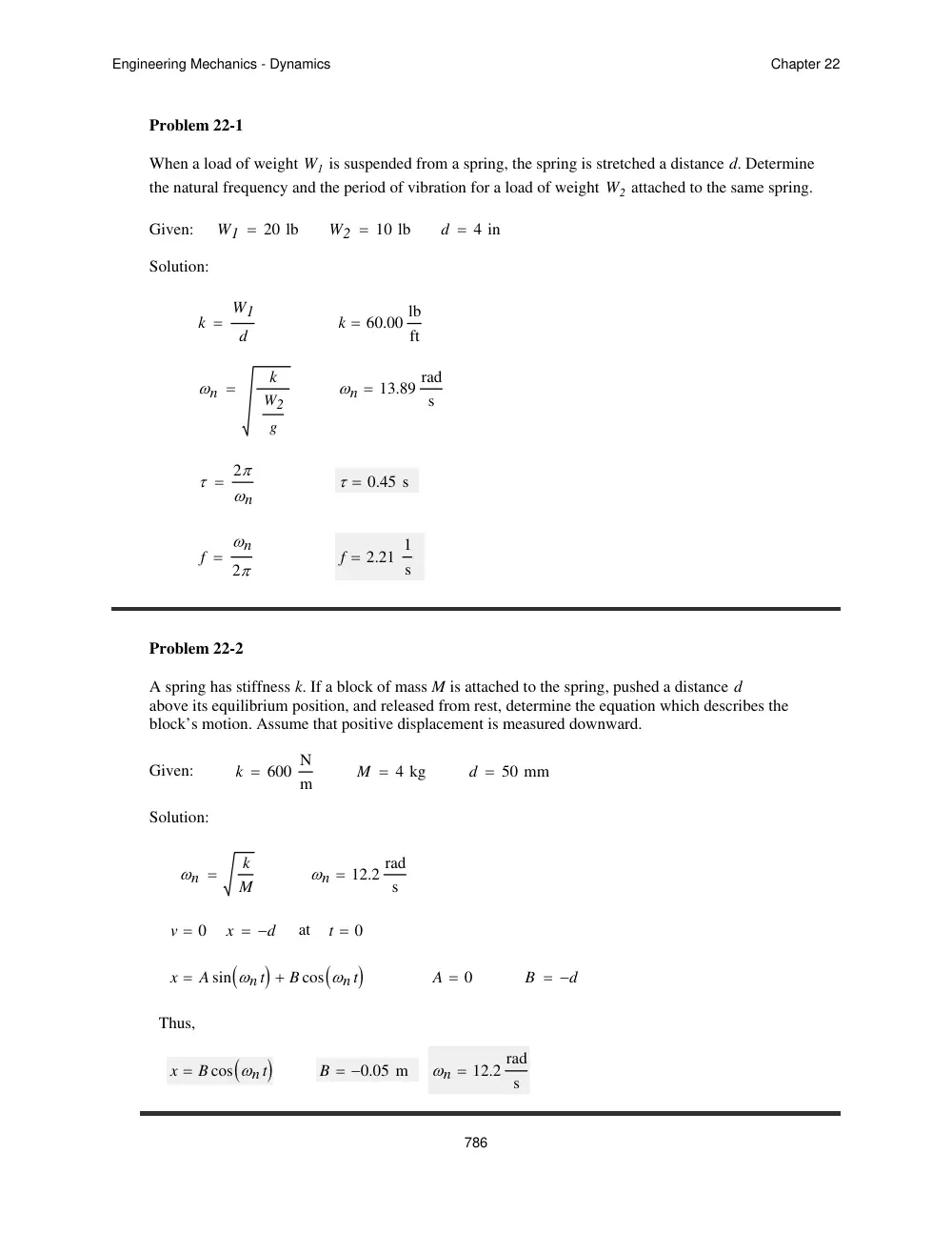 MEN 201 Problems For Chapter 22 with Solutions, Spring 2012, page 1