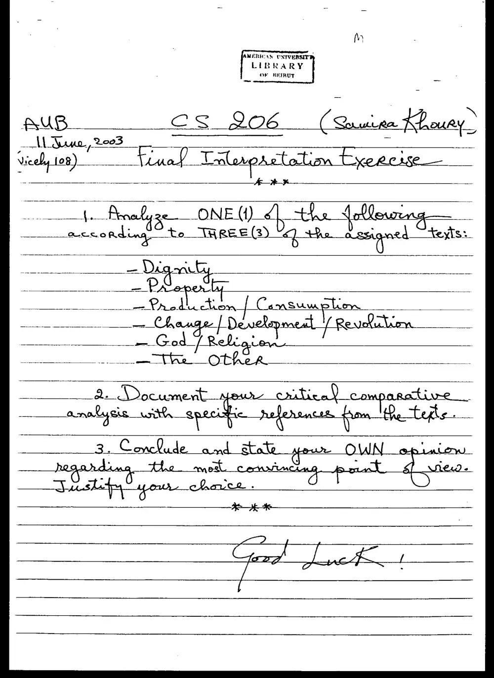CVSP 206 Final, Spring 2003, page 1