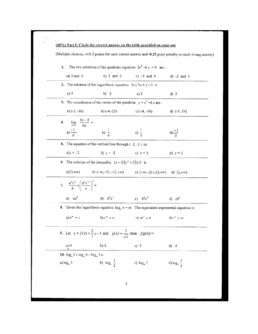 MATH 203 Final, Spring 2008, page 1
