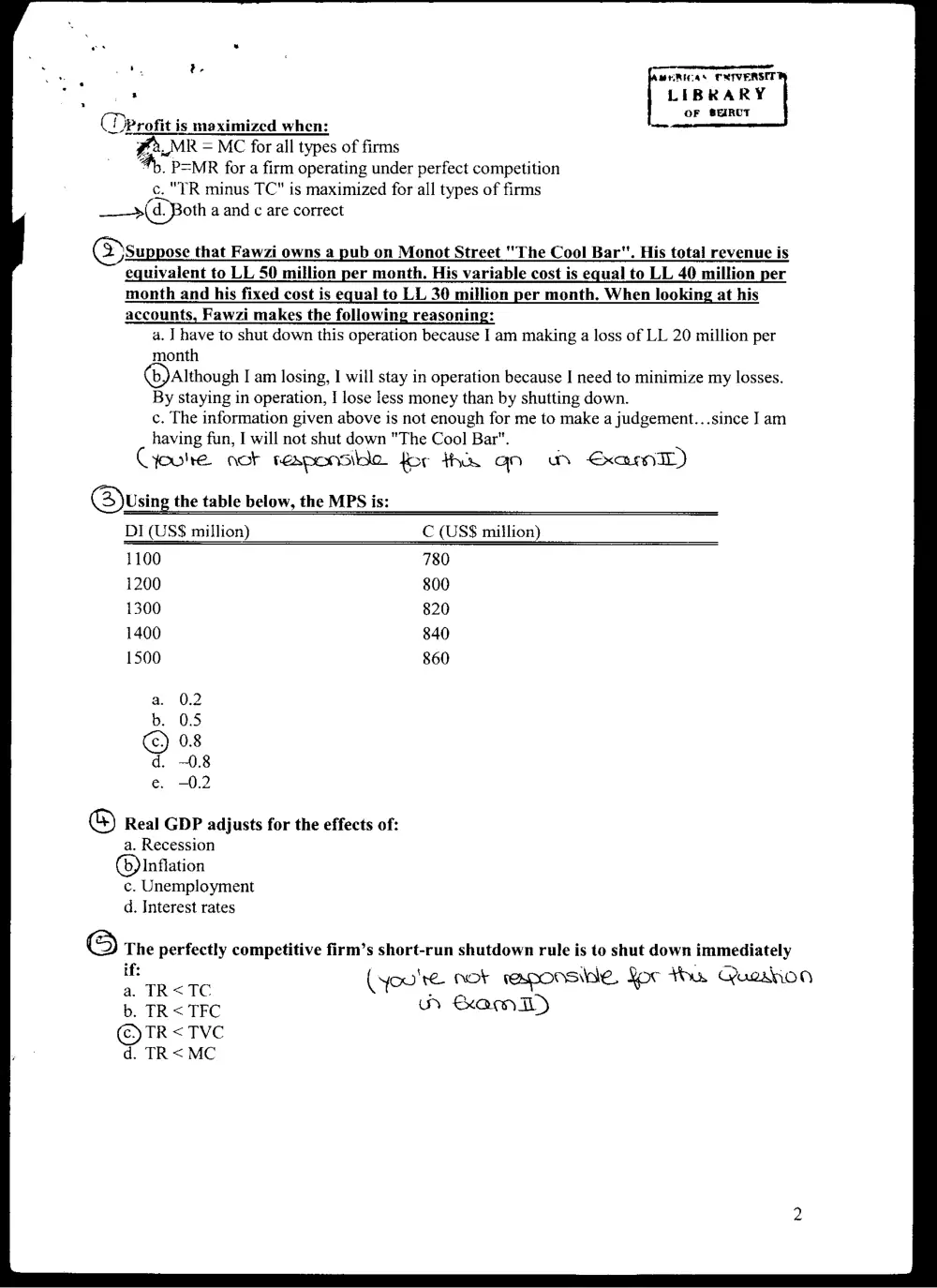 ECON 103 Exam, Fall 2003, page 2