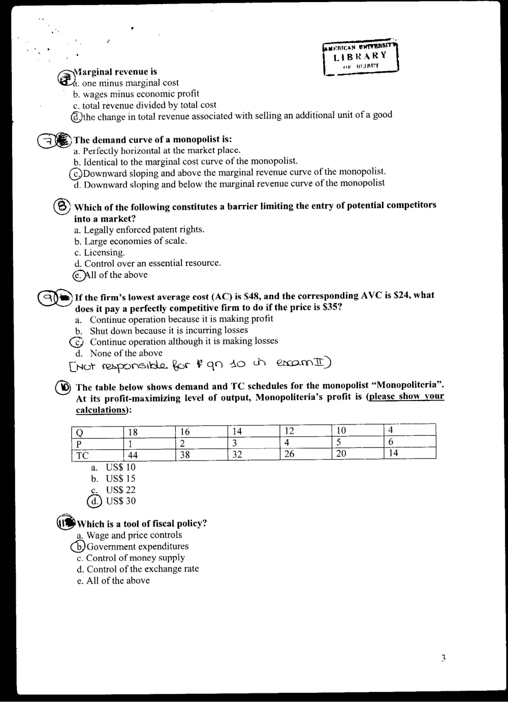 ECON 103 Exam, Fall 2003, page 3