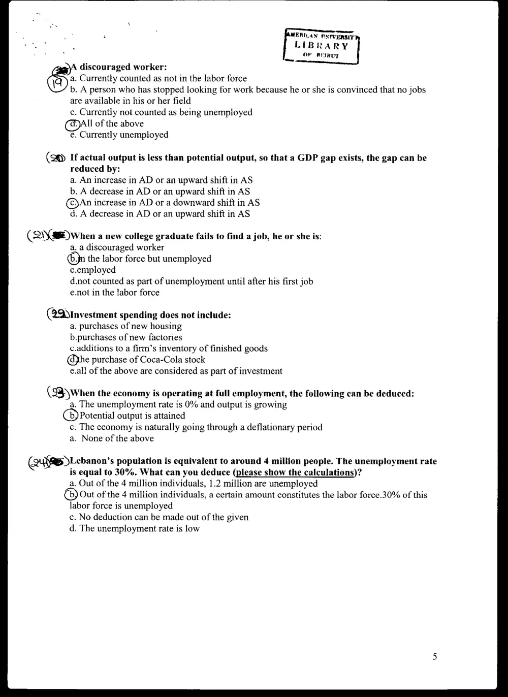 ECON 103 Exam, Fall 2003, page 5