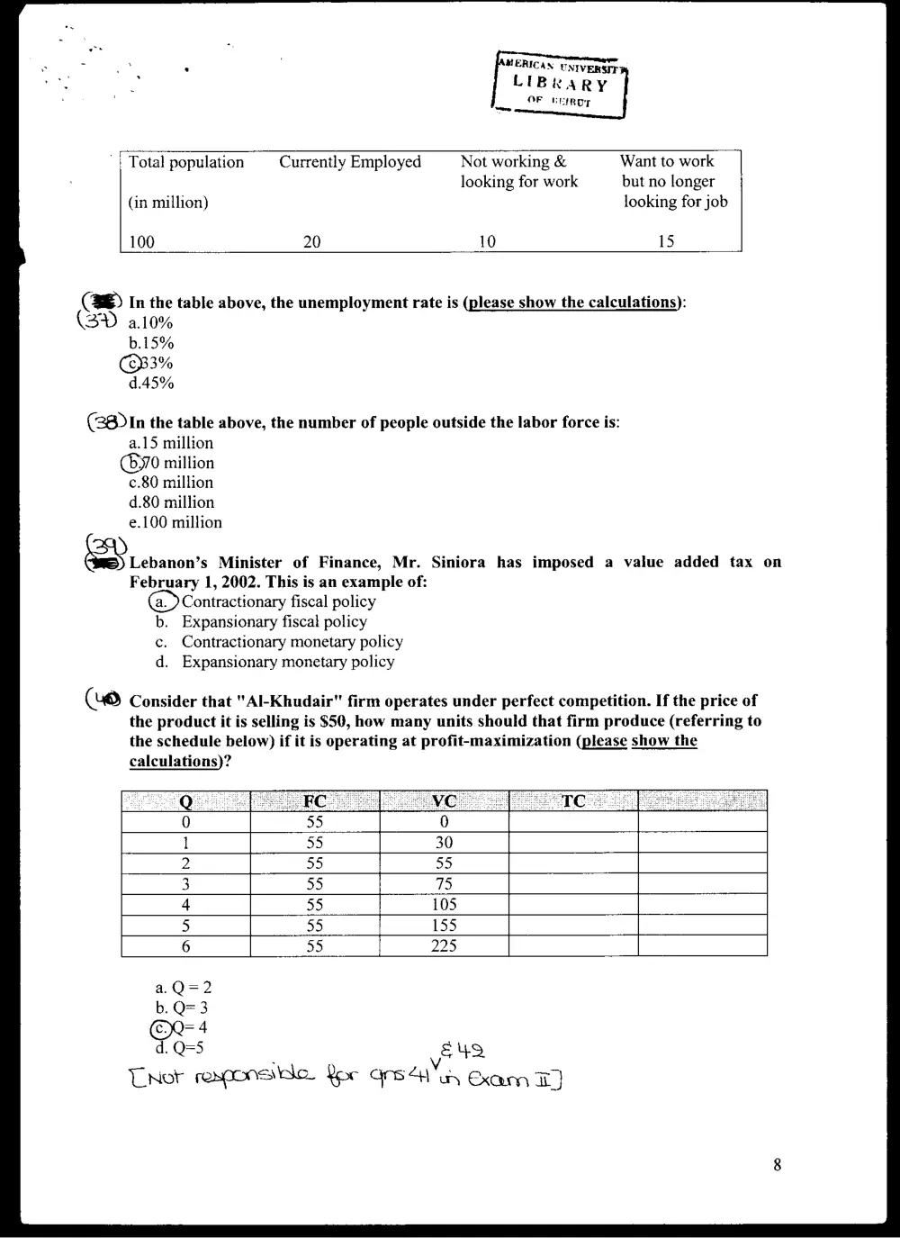 ECON 103 Exam, Fall 2003, page 8