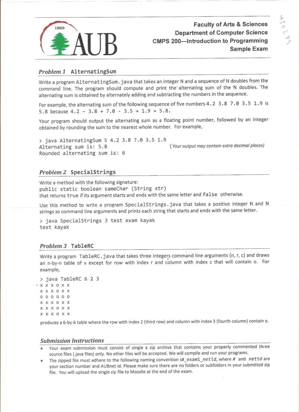 CMPS 200 Exam 1 Sample, Fall 2012, page 1