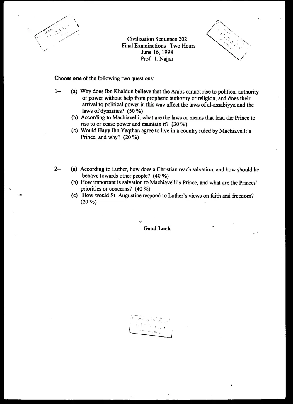 CVSP 202 Final, Spring 1998, page 1