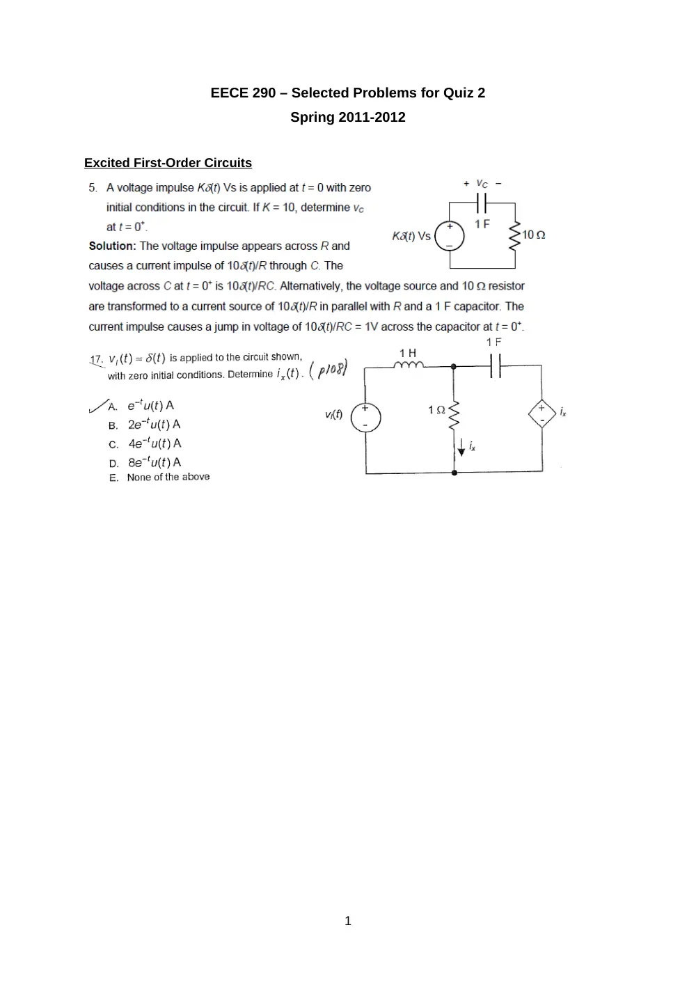 EECE 290 Problems For Quiz 2, Spring 2012, page 1