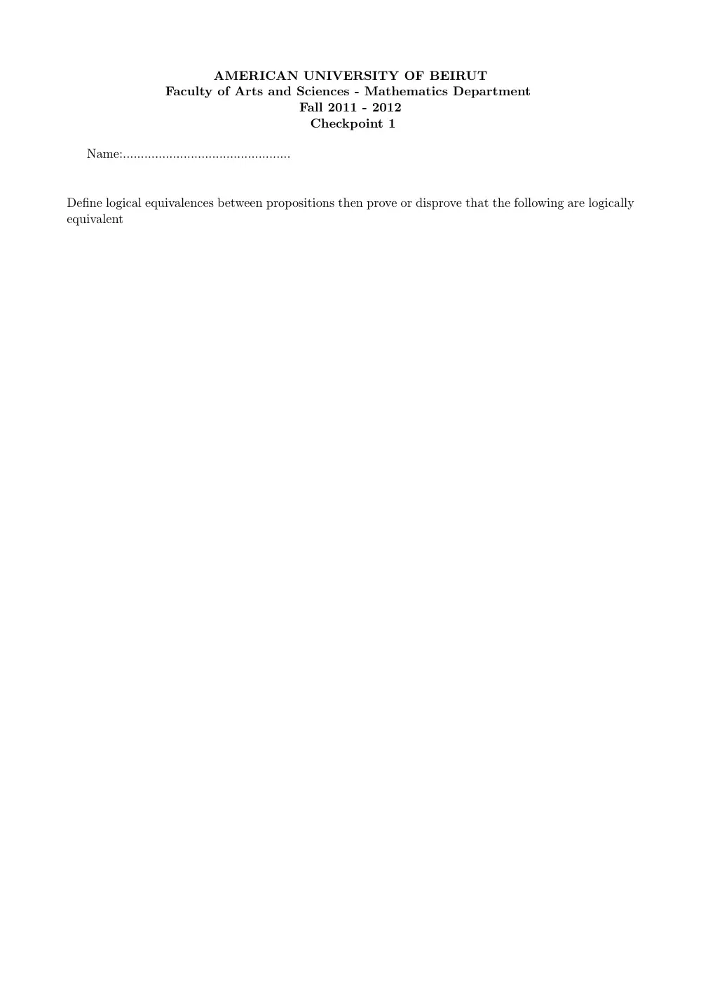 MATH 211 Drop Quiz Chapter 1 (2), Fall 2011, page 1