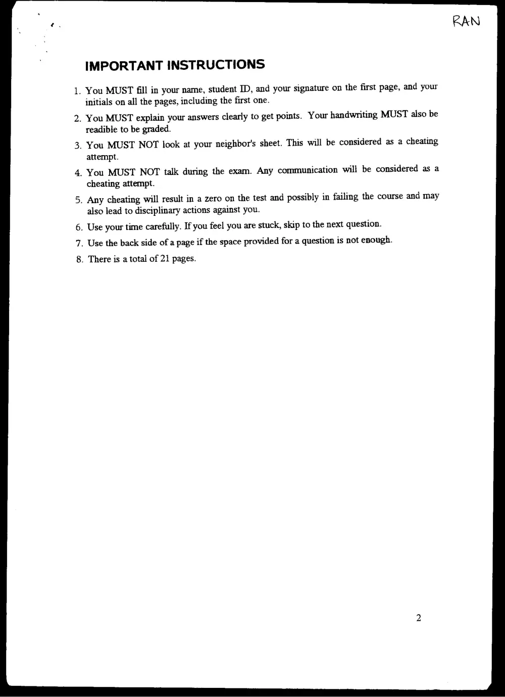 CMPS 272 Midterm, Fall 2004, page 2