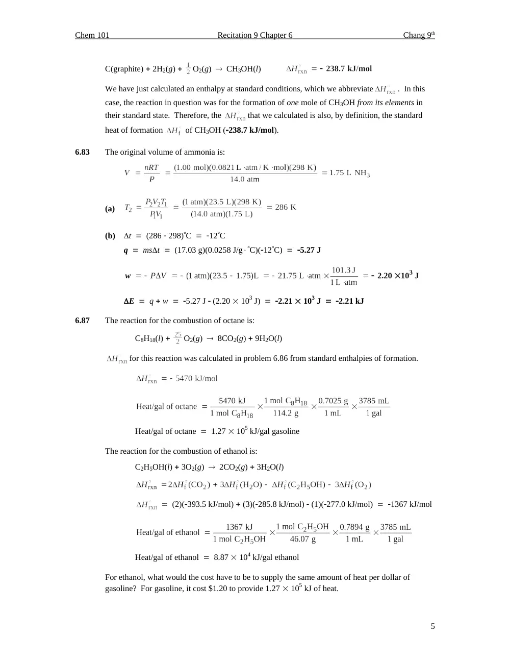 CHEM 101 Homework Chapter 5 Assignment Solution, Fall 2013, page 5