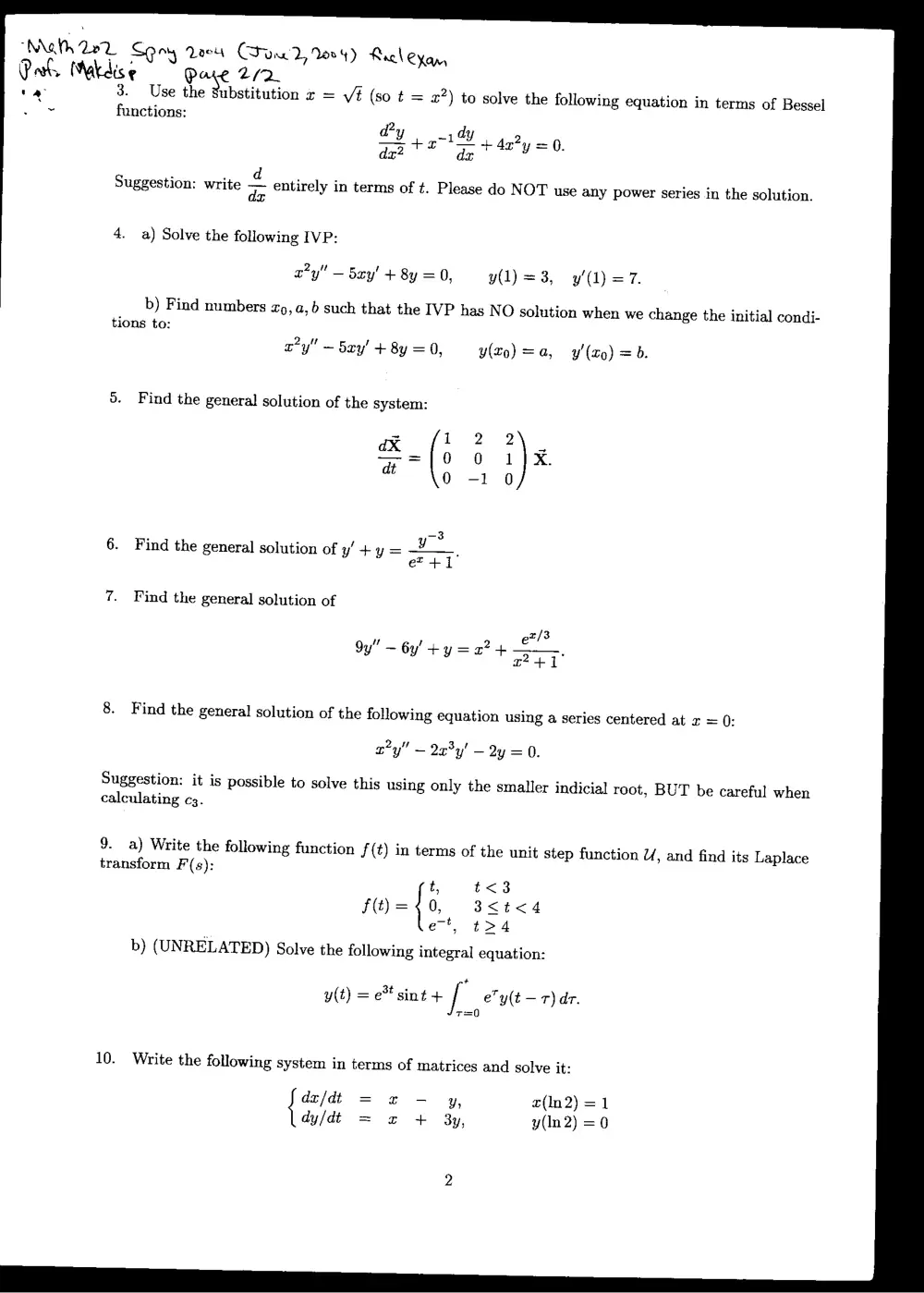 MATH 202 Final, Spring 2004, page 2