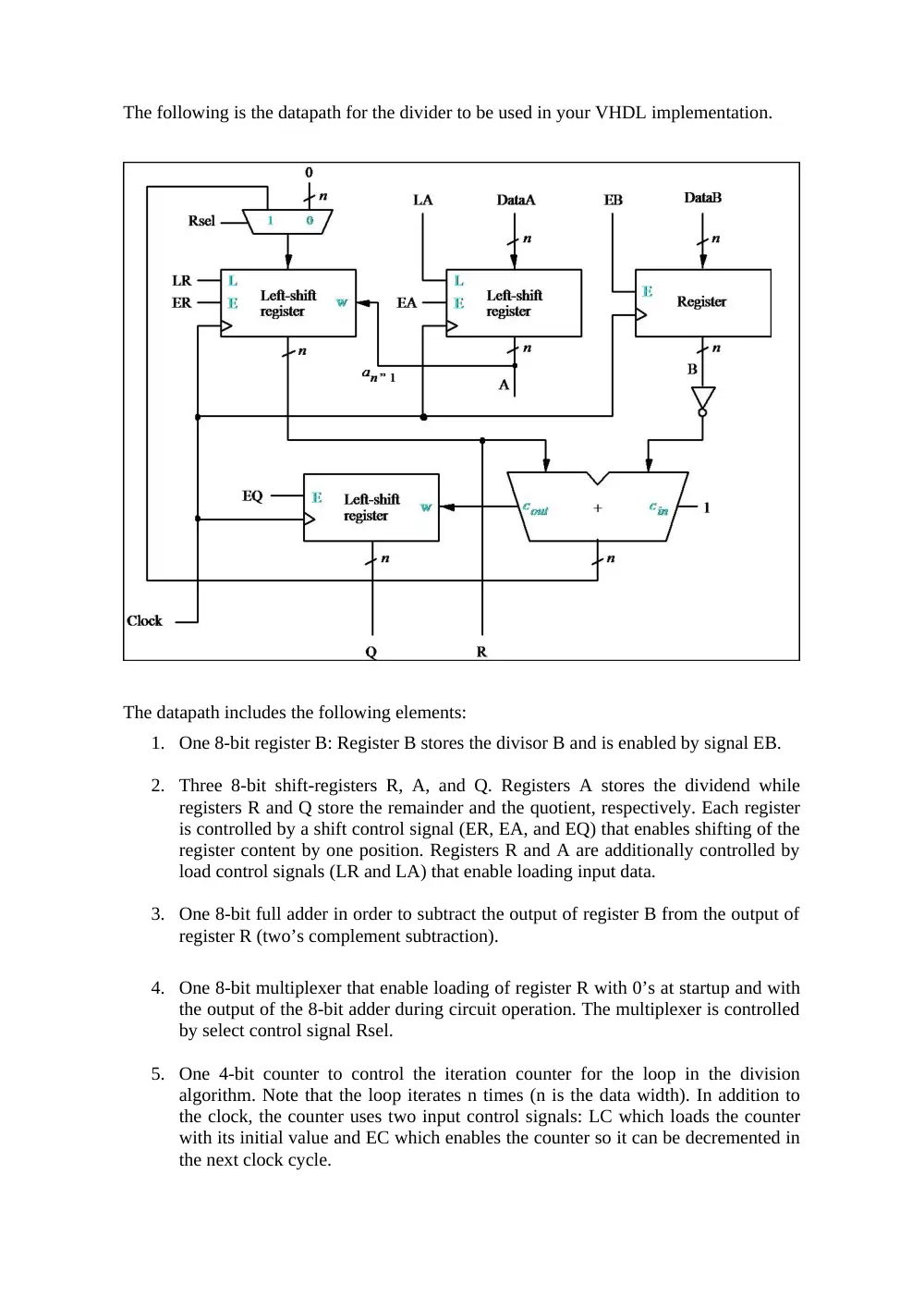 EECE 320 Project 2 Divider, Fall 2010, page 2