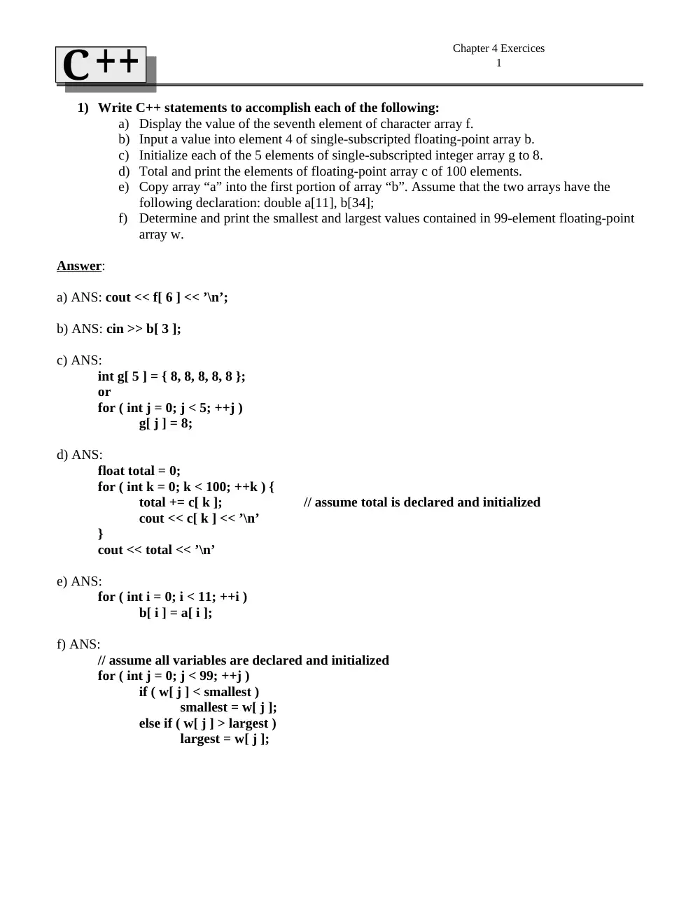 CSC 212 Problems For Chapter 4 with Solution, Summer 2013, page 1