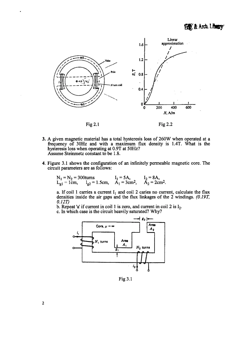 EECE 370 Problems On Electromagnetic Circuits, Fall 2011, page 2