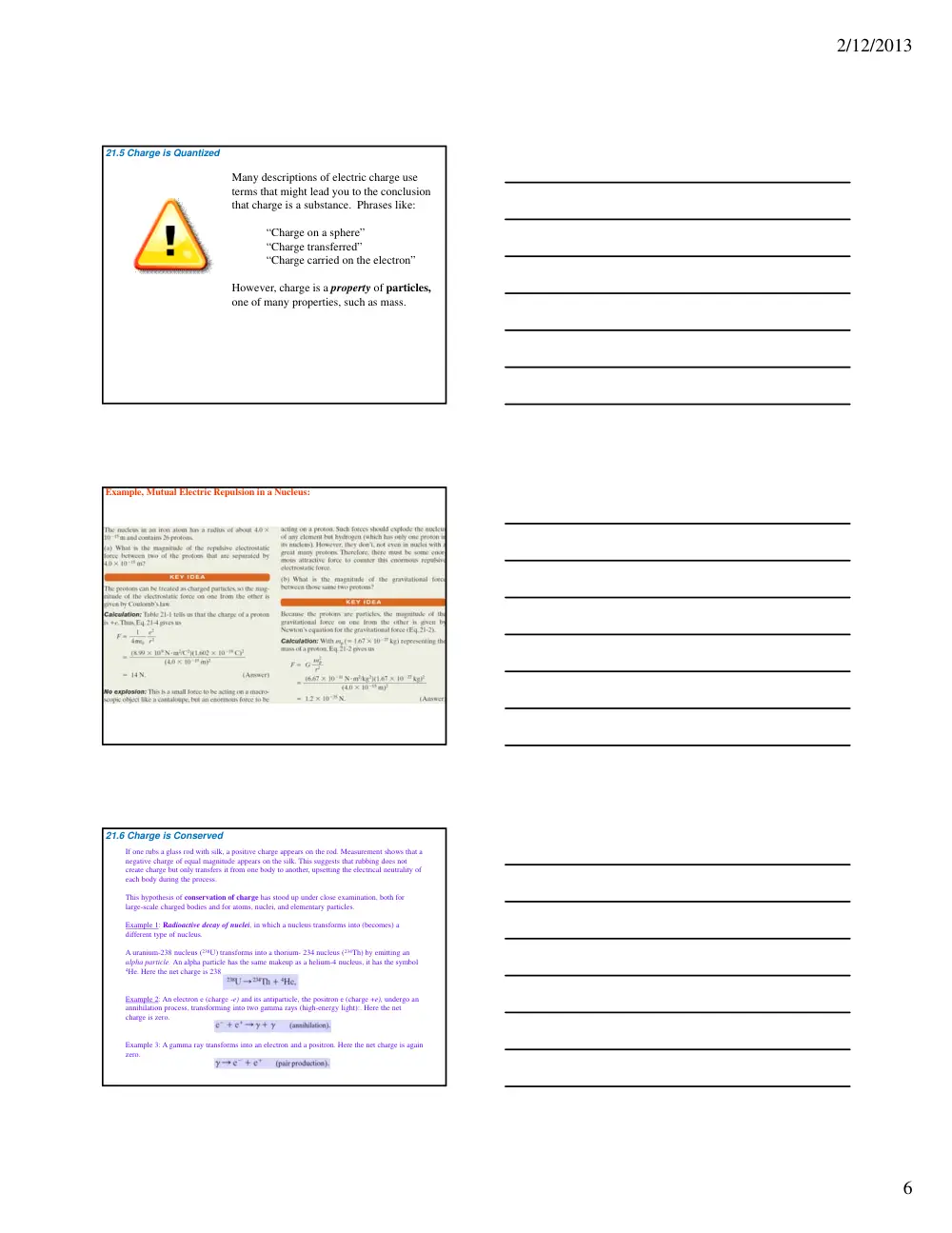 PHY 201 Chapter 21, Fall 2012, page 6