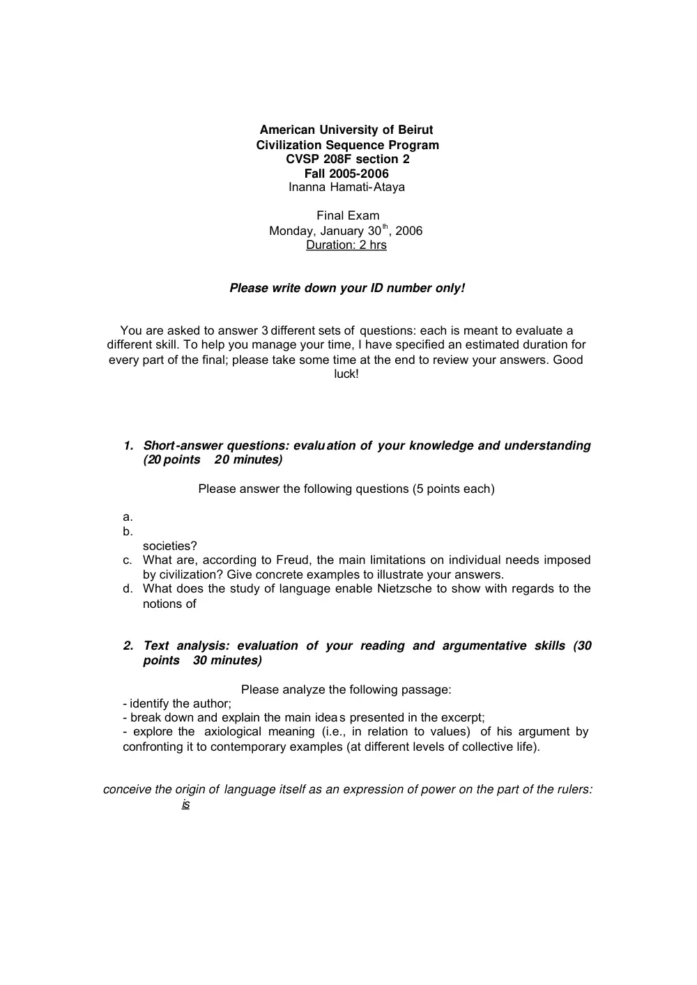 CVSP 208A Final, Fall 2005, page 1
