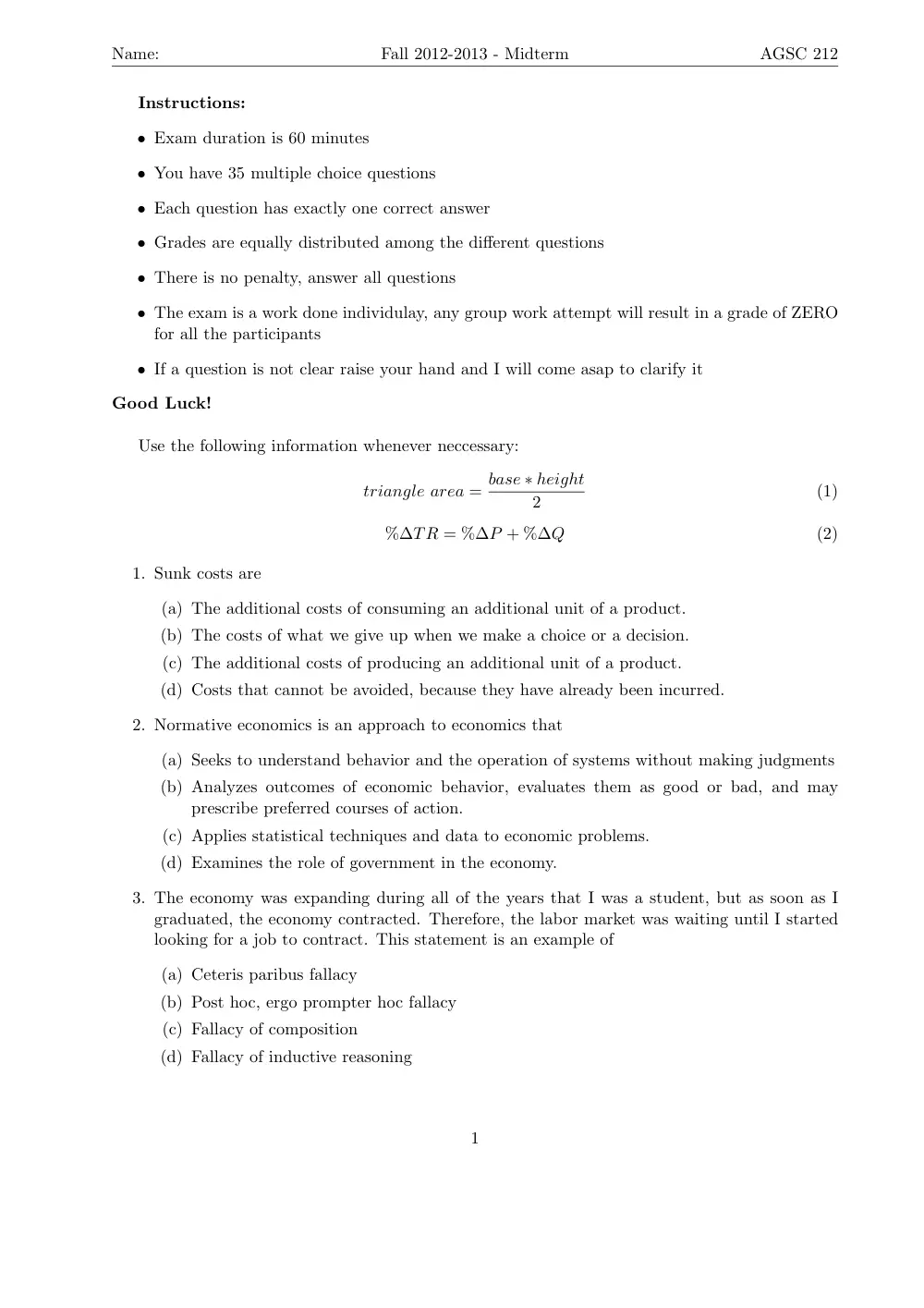 AGSC 212 Midterm, Fall 2012, page 1