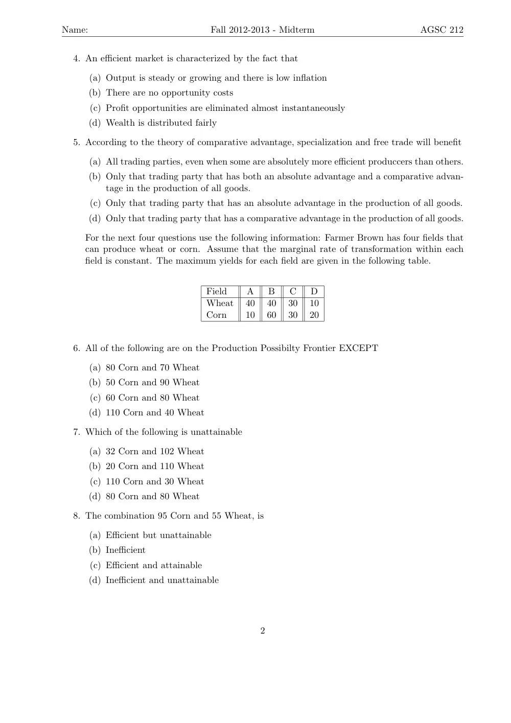 AGSC 212 Midterm, Fall 2012, page 2