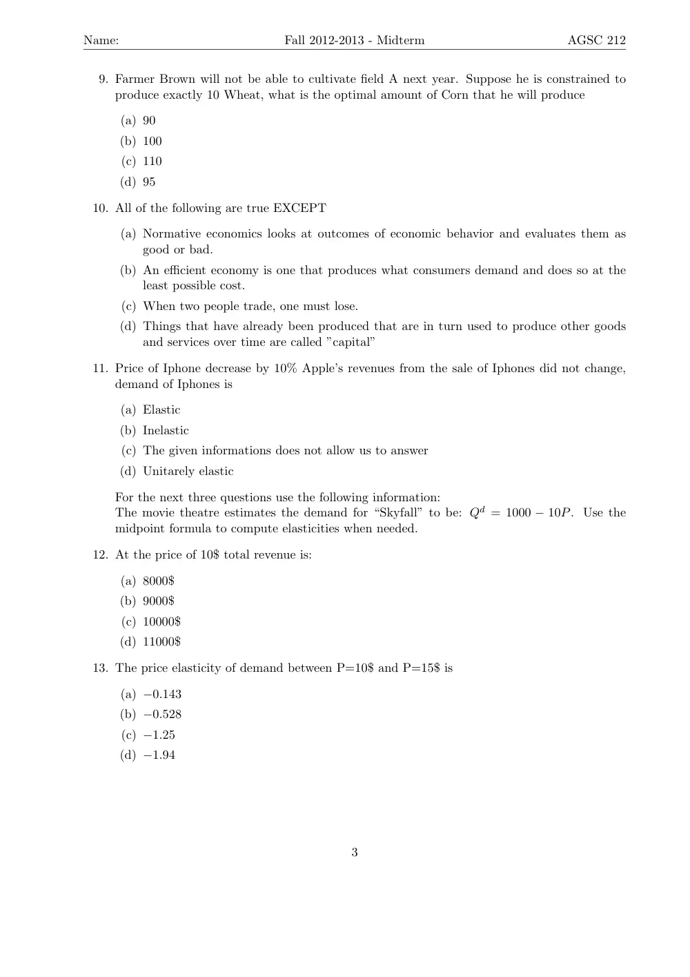 AGSC 212 Midterm, Fall 2012, page 3
