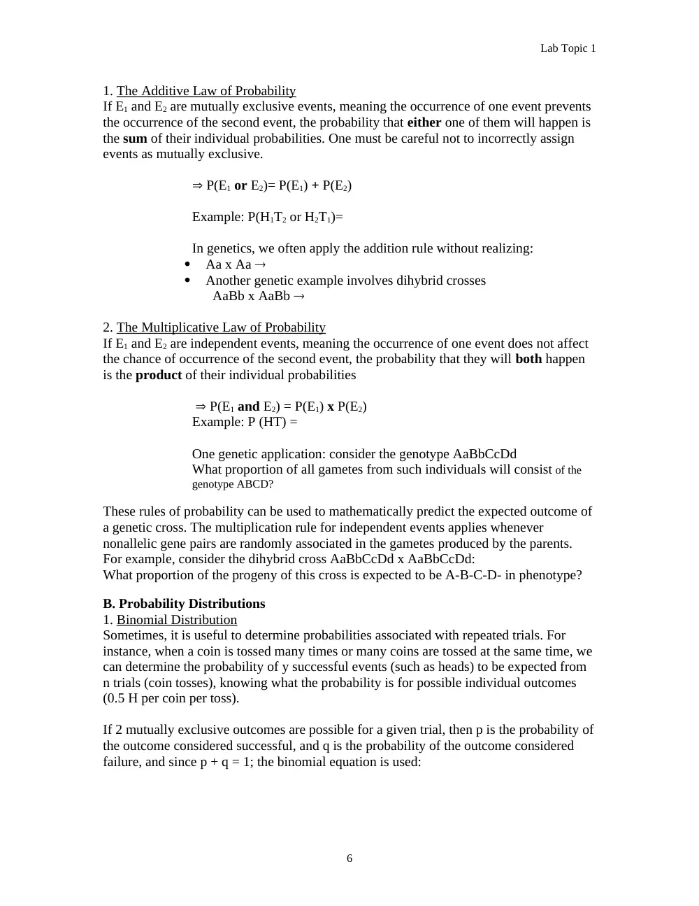 BIO 223L Notes, Fall 2011, page 6