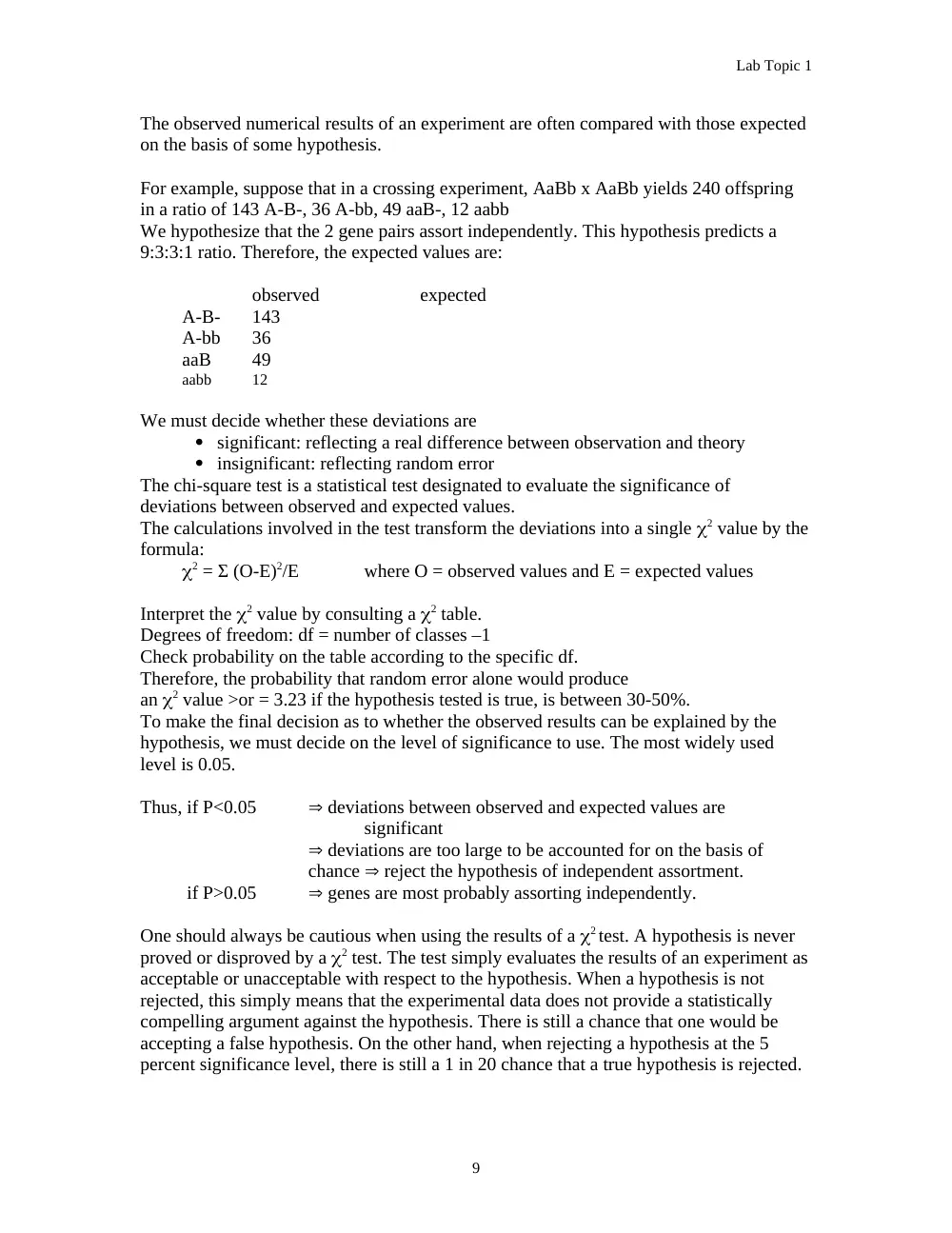 BIO 223L Notes, Fall 2011, page 9