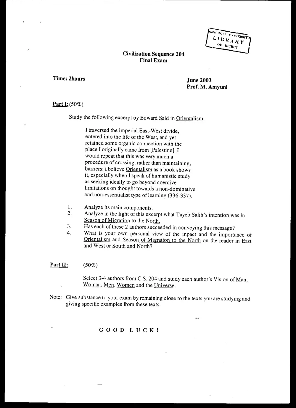 CVSP 204 Final, Spring 2003, page 1